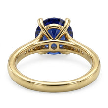 Afbeelding in Gallery-weergave laden, Dames Natuurlijke echte diamant ( niet in het laboratorium gekweekt )en blauwe saffier verlovingsring geel goud 2,50 karaat