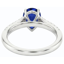 Afbeelding in Gallery-weergave laden, Dames Natuurlijke echte diamant ( niet in het laboratorium gekweekt )en sieraden blauwe saffier ring peervormige 3 karaat