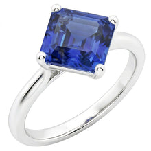Afbeelding in Gallery-weergave laden, Dames Solitaire Ring Asscher Ceylon Saffier Edelsteen 2.50 Karaat