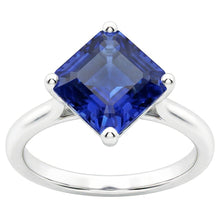 Afbeelding in Gallery-weergave laden, Dames Solitaire Ring Asscher Ceylon Saffier Edelsteen 2.50 Karaat
