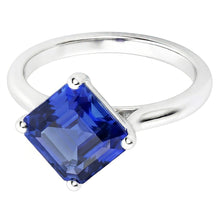 Afbeelding in Gallery-weergave laden, Dames Solitaire Ring Asscher Ceylon Saffier Edelsteen 2.50 Karaat