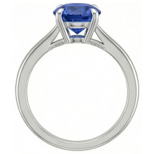 Afbeelding in Gallery-weergave laden, Dames Solitaire Ring Echte Blauwe Saffier 2 Karaats Klauw Prong Set