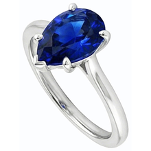 Afbeelding in Gallery-weergave laden, echte pear saffier 1karaat ring close-up detail