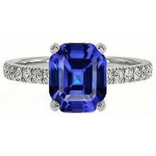 Afbeelding in Gallery-weergave laden, Dames IGI GECERTIFICEERDE Diamanten Ring met Asscher Geslepen Sri Lanka Kleur Saffier 9.25 Karaat Goud