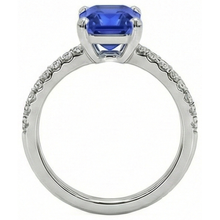 Afbeelding in Gallery-weergave laden, Dames IGI GECERTIFICEERDE Diamanten Ring met Asscher Geslepen Sri Lanka Kleur Saffier 9.25 Karaat Goud