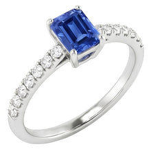 Afbeelding in Gallery-weergave laden, Dames edelsteen ring met Natuurlijke echte diamant ( niet in het laboratorium gekweekt )en stralende geslepen saffier 1,50 karaat