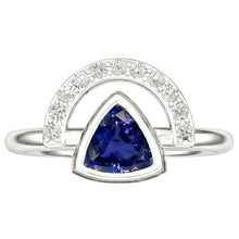 Afbeelding in Gallery-weergave laden, Dames edelsteen sieraden biljoen bezel set blauwe saffier ring 2 karaat