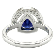 Afbeelding in Gallery-weergave laden, Dames edelsteen sieraden biljoen bezel set blauwe saffier ring 2 karaat