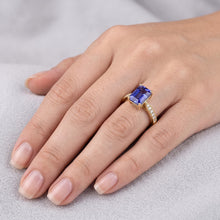 Afbeelding in Gallery-weergave laden, Dames edelsteen sieraden blauwe saffier ring geaccentueerde Natuurlijke echte diamant ( niet in het laboratorium gekweekt )en 3 karaat