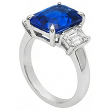 Afbeelding in Gallery-weergave laden, Dames Gouden Natuurlijke uit de aarde gewonnen Diamanten Ring Smaragdslijpsel 5 Karaat Saffier Sieraden