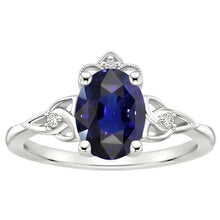 Afbeelding in Gallery-weergave laden, Dames kleine Natuurlijke echte diamant ( niet in het laboratorium gekweekt )en gouden ring Vintage stijl blauwe saffier 2,50 karaat