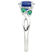 Afbeelding in Gallery-weergave laden, Dames natuurlijke blauwe saffier en smaragden edelsteen ring 3 karaat