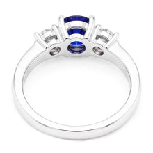 Afbeelding in Gallery-weergave laden, Dames ronde Natuurlijke echte diamant ( niet in het laboratorium gekweekt )en verlovingsring 2 karaat blauwe saffier goud 14K