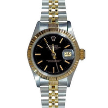 Afbeelding in Gallery-weergave laden, Dames Datumjust Rolex-horloge met tweekleurige stickwijzerplaat voor dames