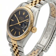 Afbeelding in Gallery-weergave laden, Dames Datumjust Rolex-horloge met tweekleurige stickwijzerplaat voor dames