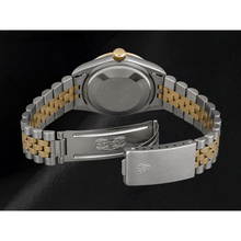 Afbeelding in Gallery-weergave laden, Dames Rolex Datejust 31mm Tweekleurig Horloge met Zwarte Romeinse Wijzerplaat