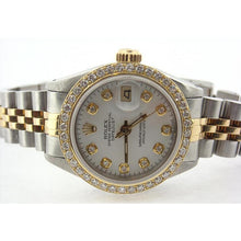Afbeelding in Gallery-weergave laden, Dames Rolex Datumjust horloge met diamanten witte wijzerplaat