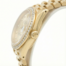 Afbeelding in Gallery-weergave laden, Dames Rolex presidenten Datumjust diamanten wijzerplaat lunette horloge