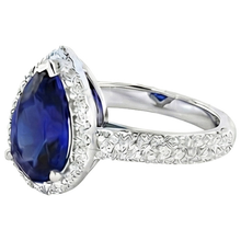 Afbeelding in Gallery-weergave laden, echte round saffier 4karaat ring profielweergave