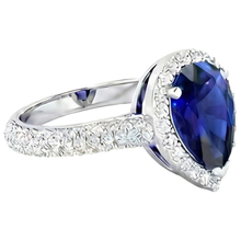 Afbeelding in Gallery-weergave laden, echte round saffier 4karaat ring op wit