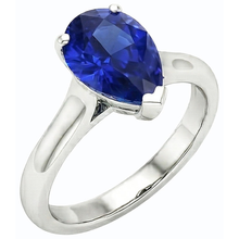 Afbeelding in Gallery-weergave laden, echte pear saffier 2karaat ring close-up detail