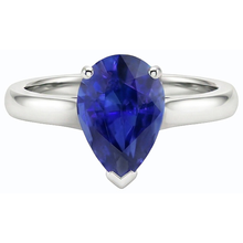 Afbeelding in Gallery-weergave laden, echte pear saffier 2karaat ring bovenaanzicht