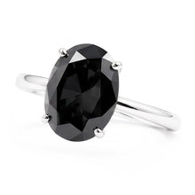 Afbeelding in Gallery-weergave laden, Donkere diamant verlovingsring 5 karaat echte ovale zwarte solitair 14k witgoud