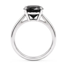Afbeelding in Gallery-weergave laden, Donkere diamant verlovingsring 5 karaat echte ovale zwarte solitair 14k witgoud