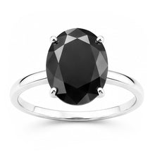 Afbeelding in Gallery-weergave laden, Donkere Diamanten Verlovingsring 5 Karaat Echte Ovale Zwarte Solitaire Glad 14k Witgoud