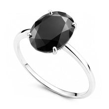 Afbeelding in Gallery-weergave laden, Donkere Diamanten Verlovingsring 5 Karaat Echte Ovale Zwarte Solitaire Glad 14k Witgoud