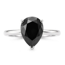 Afbeelding in Gallery-weergave laden, Donkere Diamant Verlovingsring 5 Karaat Echte Peervormige Zwarte Solitair Taps Toelopend 14K Witgoud