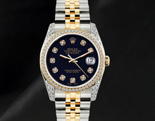Afbeelding in Gallery-weergave laden, Rolex 6013 Datejust Zwarte Diamanten Wijzerplaat 36mm Tweekleurig Horloge
