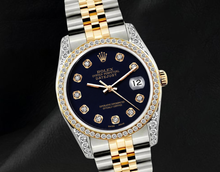 Afbeelding in Gallery-weergave laden, Rolex 6013 Datejust Zwarte Diamanten Wijzerplaat 36mm Tweekleurig Horloge