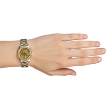 Afbeelding in Gallery-weergave laden, Datumjust Rolex dameshorloge met champagne diamanten wijzerplaat roestvrij staal en goud P5