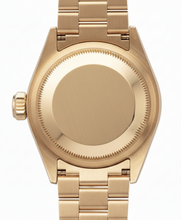 Afbeelding in Gallery-weergave laden, Datumjust Rolex presidentiële horloge met zwarte stok-wijzerplaat met gouden diamanten rand