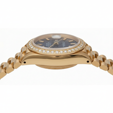 Afbeelding in Gallery-weergave laden, Datumjust Rolex presidentiële stijl horloge met blauwe wijzerplaat en diamanten rand