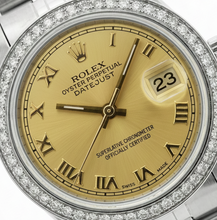 Afbeelding in Gallery-weergave laden, Datumjust roestvrijstalen jubileum dameshorloge Rolex diamanten rand