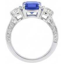 Afbeelding in Gallery-weergave laden, echte round saffier 3karaat ring profielweergave