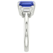 Afbeelding in Gallery-weergave laden, Diamant 3 Stenen Ring Smaragd Ceylon Saffier & Diamant 3,50 Karaat