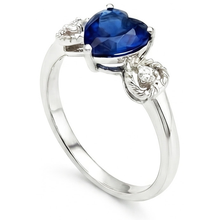 Afbeelding in Gallery-weergave laden, Diamant 3 stenen verlovingsring hart blauwe saffier 2,25 karaat