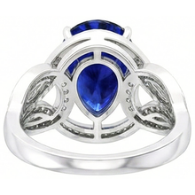 Afbeelding in Gallery-weergave laden, Diamant Edelsteen Ring Peer Vintage Stijl Ceylon Saffier 3 Karaat Goud