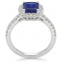 Afbeelding in Gallery-weergave laden, Diamant En Saffier Verlovingsring