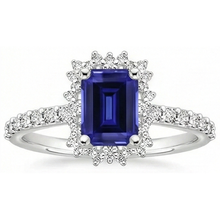 Afbeelding in Gallery-weergave laden, Diamant En Saffier Verlovingsring