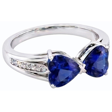 Afbeelding in Gallery-weergave laden, Diamant Hart 2 Steen Blauwe Saffier Ring 3.50 karaat goud 14K sieraden