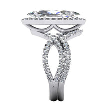 Afbeelding in Gallery-weergave laden, Diamant Ring 7 Karaat Markiezin Gespleten Schacht Halo Wit Goud Sieraden