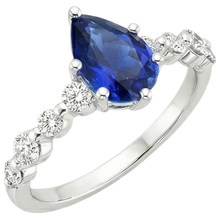 Afbeelding in Gallery-weergave laden, Natuurlijke uit de aarde gewonnen diamant & peervormige blauwe saffier verlovingsring met accenten 6.75 karaat