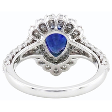 Afbeelding in Gallery-weergave laden, Diamant dubbele Halo Ceylon saffier ring bloem stijl 4,50 karaat