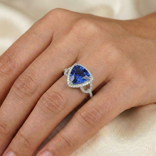 Afbeelding in Gallery-weergave laden, echte round saffier 1.50karaat ring met diamantaccenten