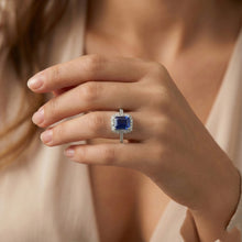 Afbeelding in Gallery-weergave laden, Diamant En Saffier Verlovingsring