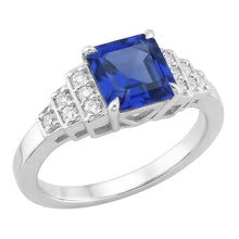 Afbeelding in Gallery-weergave laden, Diamanten Fancy Ring Asscher Geslepen Saffier Edelsteen 3 Karaat Prong Set